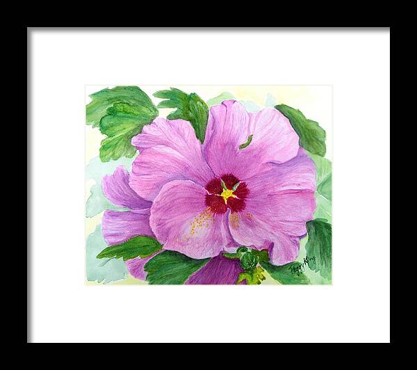 Watercolour Framed Print featuring the painting Rose of Sharon by Peggy King