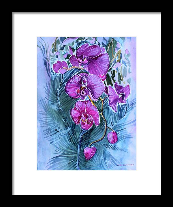 Orchids Framed Print featuring the painting Rose Orchids by Mindy Newman