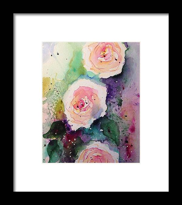 Rose Framed Print featuring the painting Roses by Britta Zehm