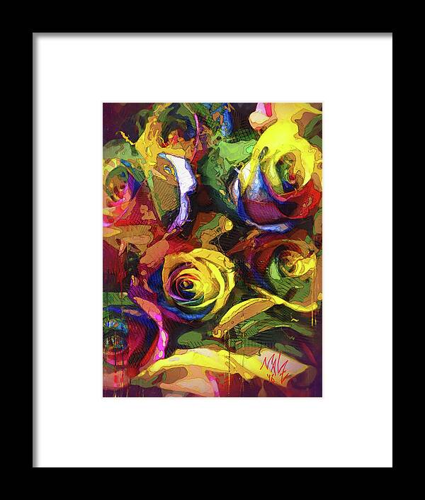 Abstract Framed Print featuring the painting Roses Dream by Mal-Z