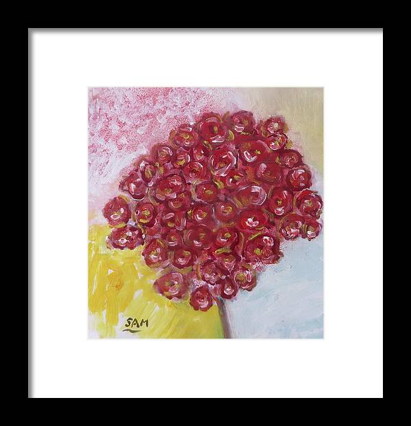 Roses Framed Print featuring the painting Roses in bloom by Sam Shaker