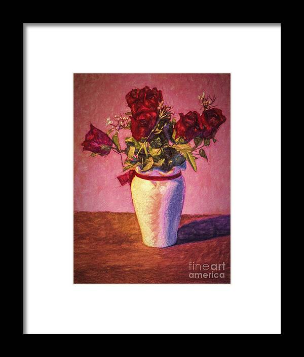 Fine Art Photography Framed Print featuring the photograph ROSES in VASE ... by Chuck Caramella