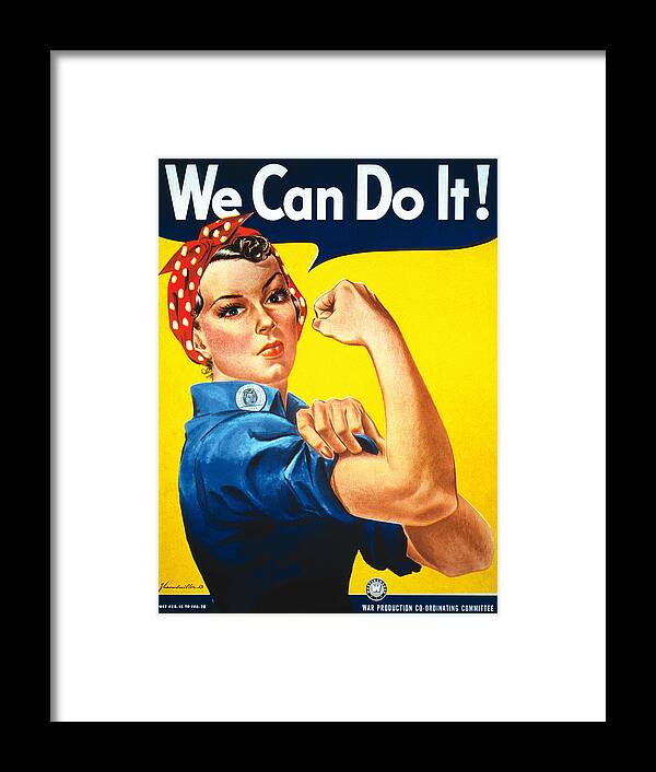 Rosie Framed Print featuring the painting Rosie The Riveter Vintage by Tony Rubino