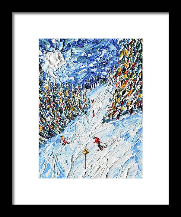 Megeve Framed Print featuring the painting Rosiere joining Super Megeve by Pete Caswell