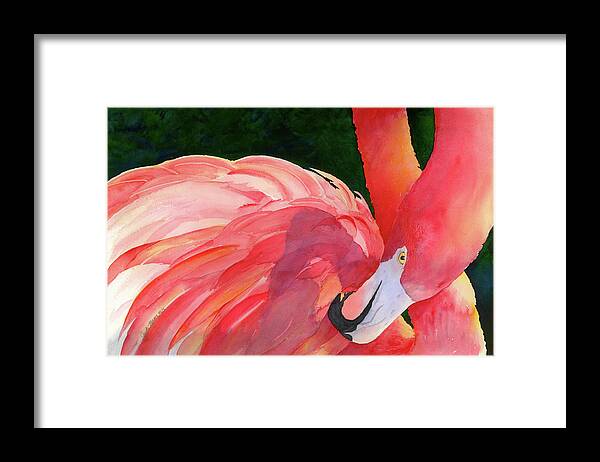 Flamingo Framed Print featuring the painting Rosy Outlook by Judy Mercer