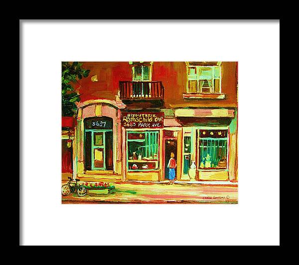Montreal Framed Print featuring the painting Rothchilds Jewellers On Park Avenue by Carole Spandau