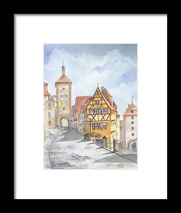 Rothenburg Framed Print featuring the painting Rothenburg in Germany by Jean Walker White