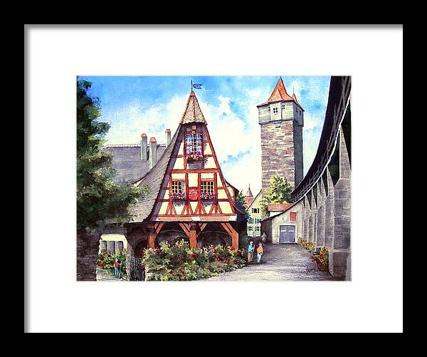 Germany Framed Print featuring the painting Rothenburg Memories by Sam Sidders