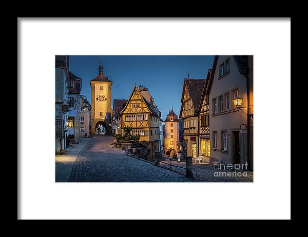 Ancient Framed Print featuring the photograph Rothenburg ob der Tauber Twilight View by JR Photography