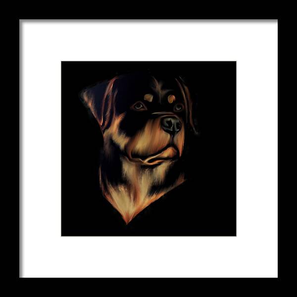 Rottweiler Framed Print featuring the digital art Rottweiler by Immaculate World