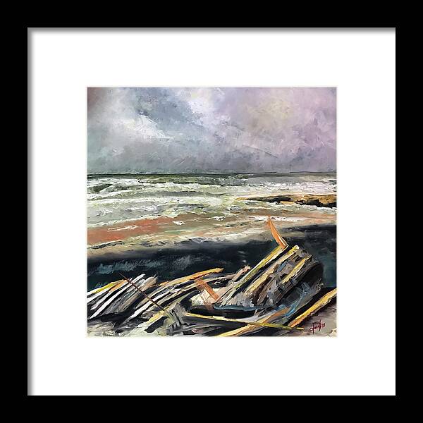 Theartistjosef Framed Print featuring the painting Rehoboth Nor'easter by Josef Kelly