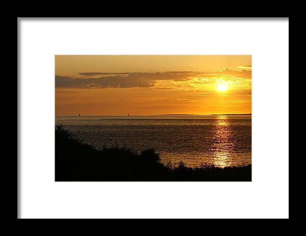 Sailboats Framed Print featuring the photograph Rounding Block Island at Sunrise by Christopher J Kirby