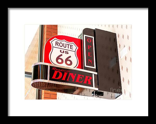 Route 66 Diner Sign Framed Print featuring the photograph Route 66 Diner Sign in Springfield by John Rizzuto