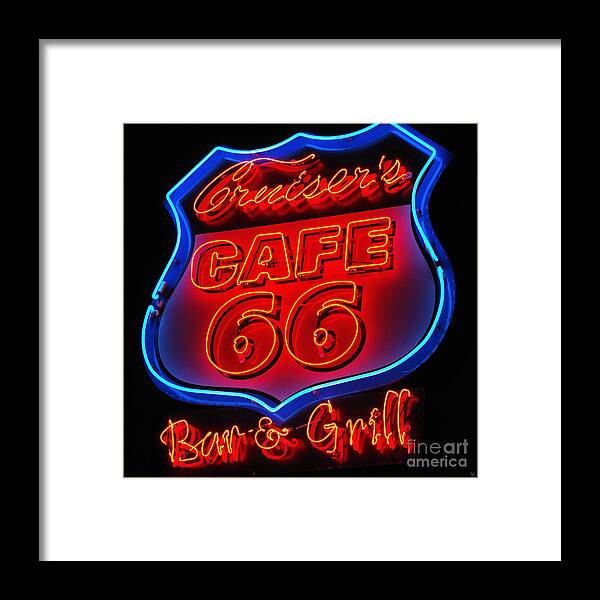 Sign Framed Print featuring the photograph Route 66 by Donna Greene