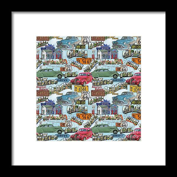 Route 66 Framed Print featuring the painting Route 66-JP3938-B by Jean Plout