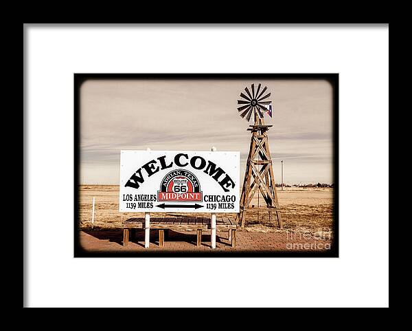 Route 66 Midpoint Framed Print featuring the photograph Route 66 Midpoint by Imagery by Charly