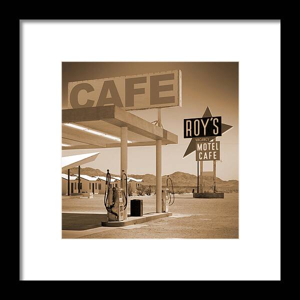 Roy's Motel Framed Print featuring the photograph Route 66 - Roy's Motel by Mike McGlothlen