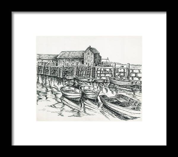 Rowboats Framed Print featuring the painting Rowboats In The Harbor by Samuel Showman
