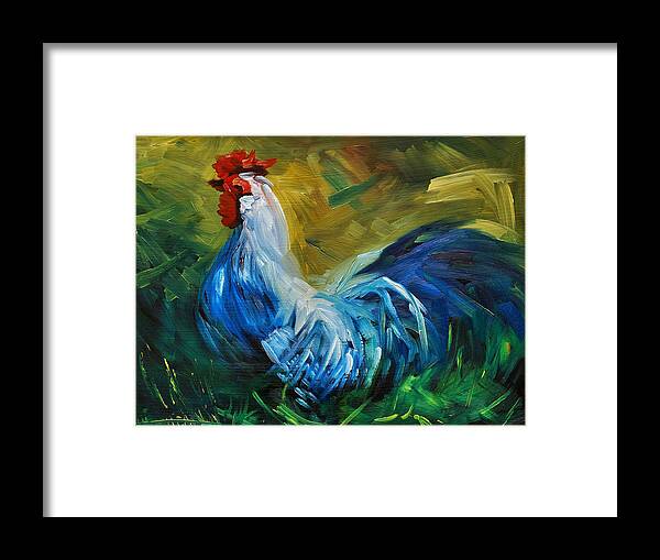 Rooster Framed Print featuring the painting Rowdy Rooster by Diane Whitehead