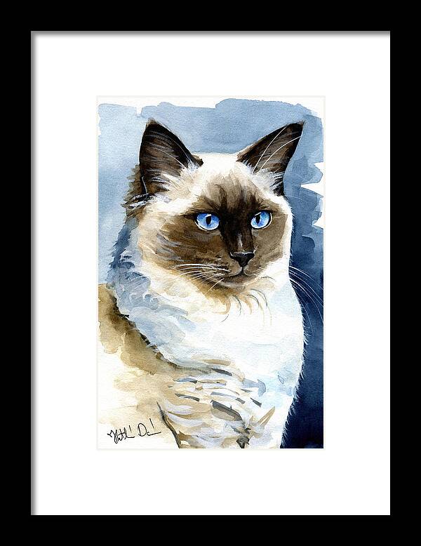 Cat Framed Print featuring the painting Roxy - Ragdoll Cat Portrait by Dora Hathazi Mendes