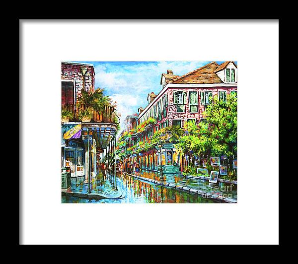 New Orleans Art Framed Print featuring the painting Royal at Pere Antoine Alley, New Orleans French Quarter by Dianne Parks