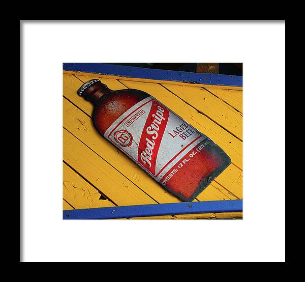 Red Stripe Beer Sign Framed Print featuring the photograph Red Stripe beer sign by David Lee Thompson