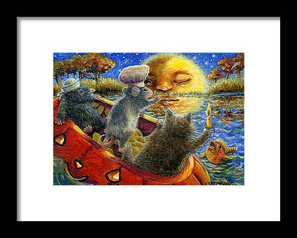 Mole Framed Print featuring the painting Rub-a-dub-dub a Pumpkin Tub by Jacquelin L Westerman