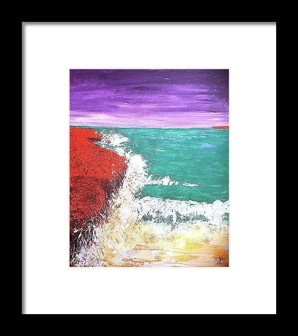 Sea Framed Print featuring the painting Rugged Seascape by Dave Griffiths