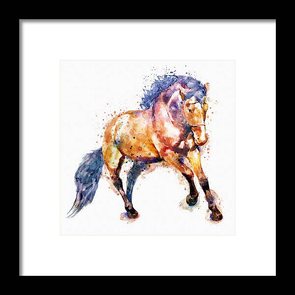 Marian Voicu Framed Print featuring the painting Running Horse by Marian Voicu