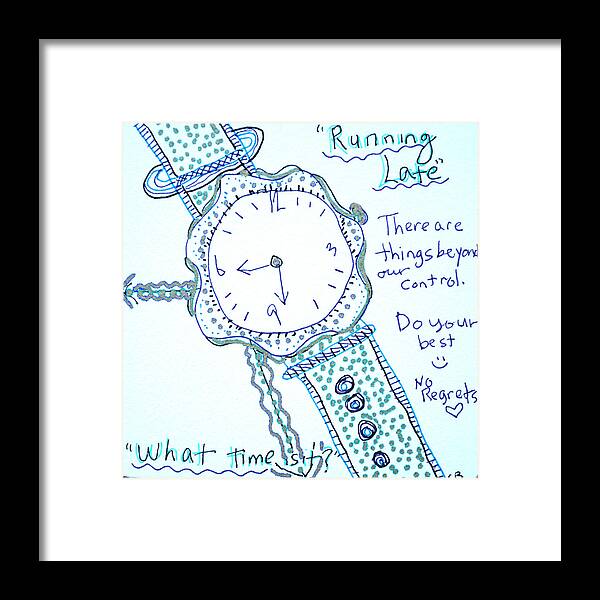 Zentangle Framed Print featuring the drawing On Time by Carole Brecht