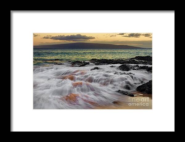 Running Framed Print featuring the photograph Running Wave at Keawakapu Beach by Eddie Yerkish