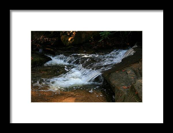 Water Framed Print featuring the photograph Rushing water by Cathy Harper