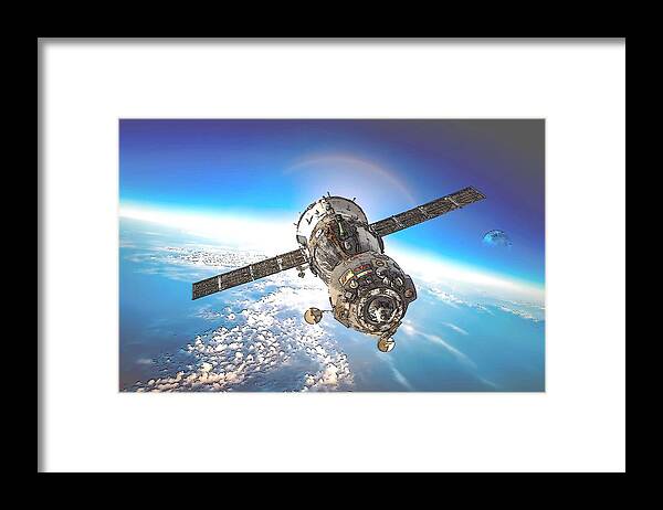 Majestic Blue Planet Framed Print featuring the digital art Majestic Blue Planet Earth by Maciek Froncisz