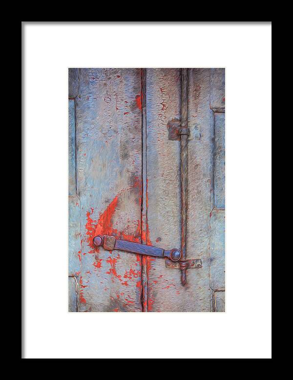 David Letts Framed Print featuring the painting Rusted Iron Door Handle by David Letts
