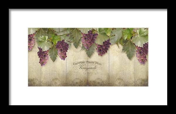 Pinot Noir Grapes Framed Print featuring the painting Rustic Vineyard - Pinot Noir Grapes by Audrey Jeanne Roberts
