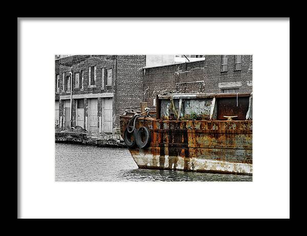 Rusting Framed Print featuring the photograph Rusting Barge by Cate Franklyn