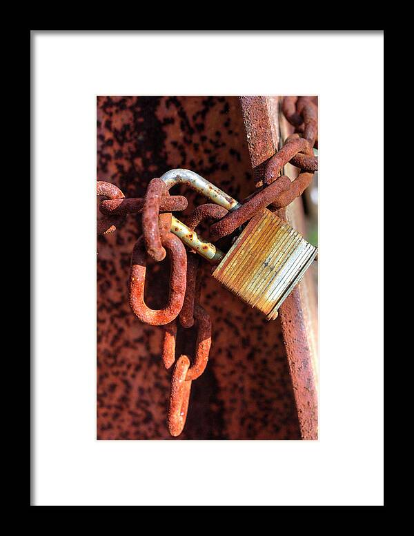 Bura Bura Copper Mine Framed Print featuring the photograph Rusty Lock by FineArtRoyal Joshua Mimbs