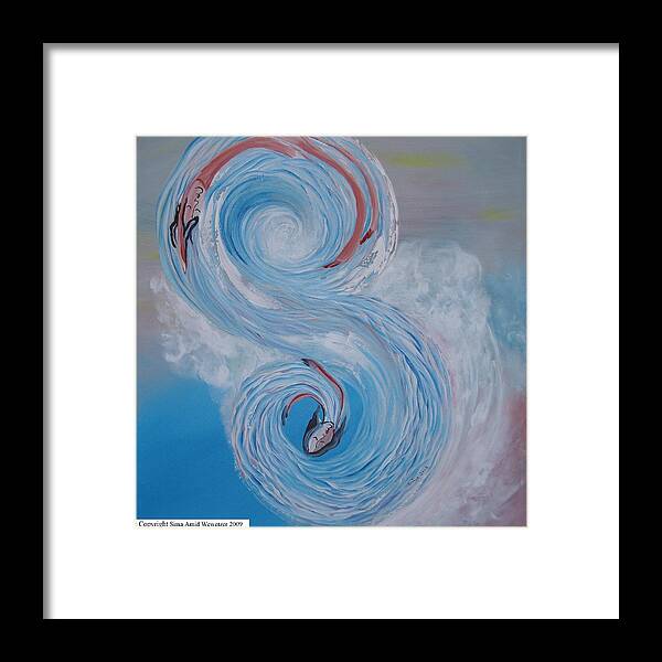 Waves Framed Print featuring the painting S Waves by Sima Amid Wewetzer