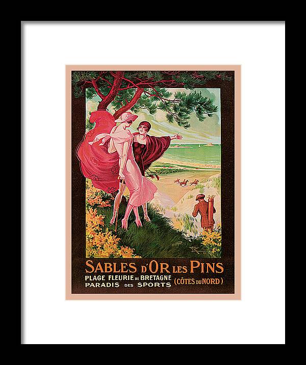 Sables D'or Les Pin Framed Print featuring the painting Sables d'Or les Pin by Henry Le Monnier
