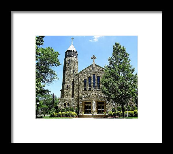 Catholic Church Framed Print featuring the photograph Sacred Heart Catholic Church in Riverton New Jersey by Linda Stern