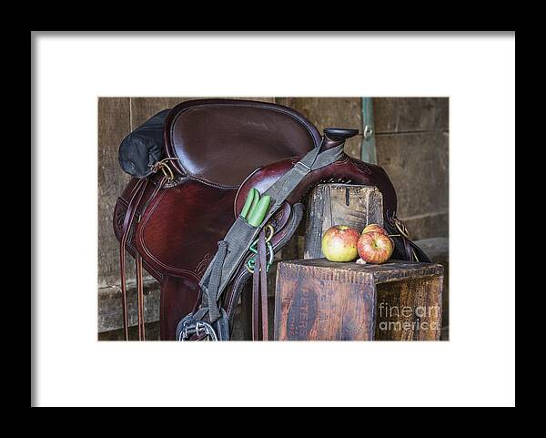 Saddle Framed Print featuring the photograph Saddle Time by Joann Long