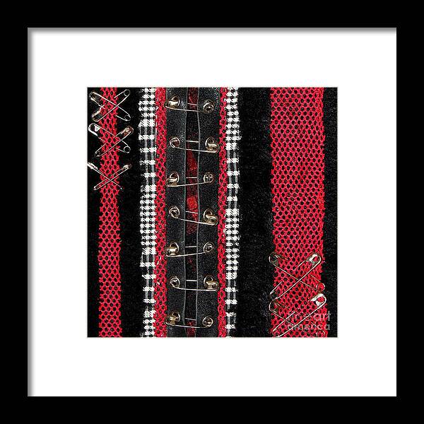 Punk Art Framed Print featuring the mixed media Safety Pins 2 by Roseanne Jones