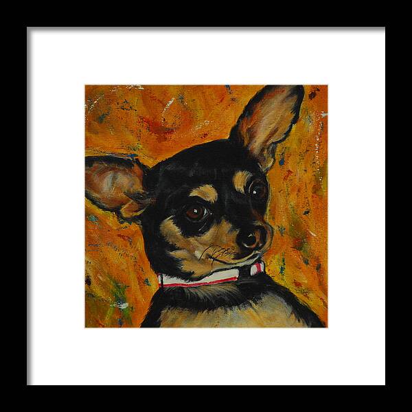 Chihuahua Framed Print featuring the painting Saffy by Bonnie Peacher
