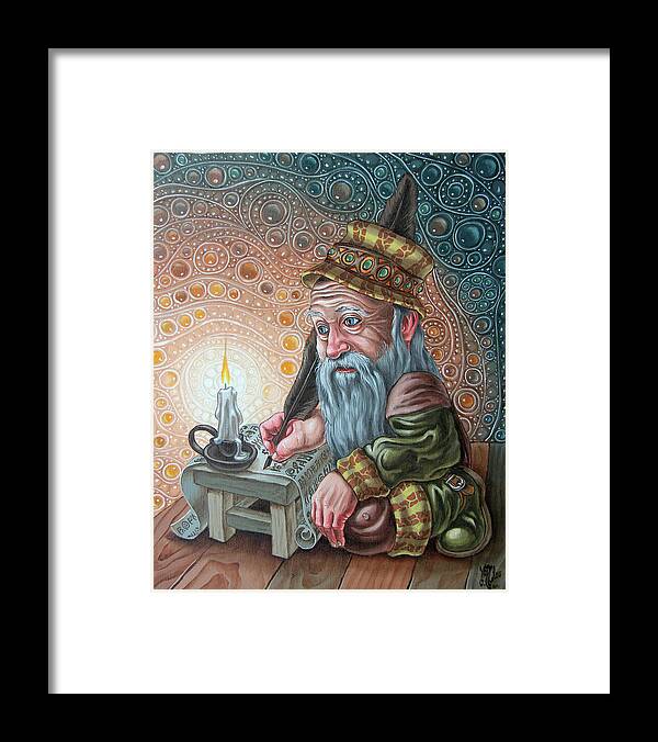 Gnome Framed Print featuring the painting Saga by Victor Molev