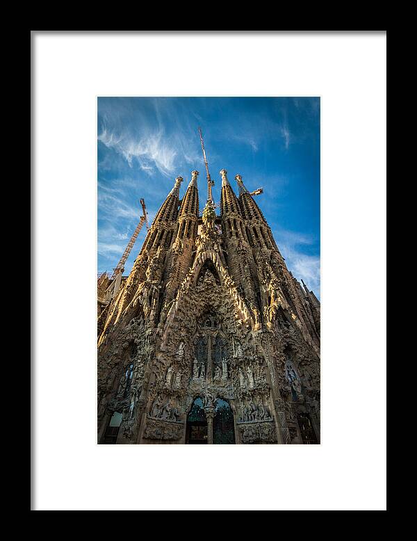 Barcelona Framed Print featuring the photograph Sagrada Familia Facade Barcelona by Adam Rainoff