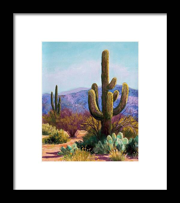 Saguaro Framed Print featuring the pastel Saguaro by Candy Mayer