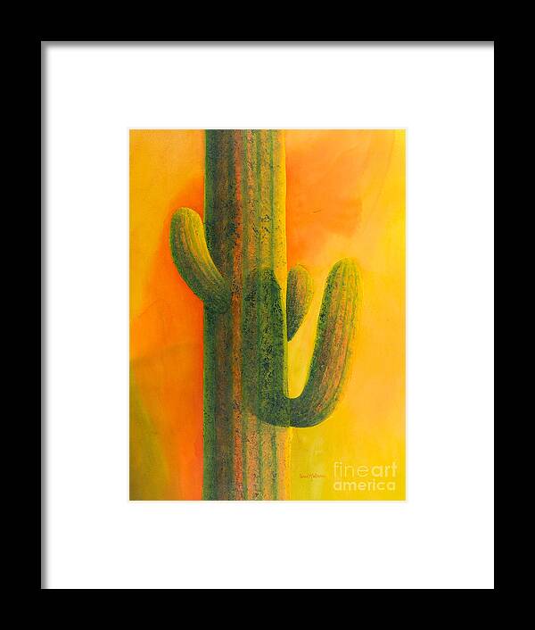 Cactus Framed Print featuring the painting Saguaro in Summer by Sandra Neumann Wilderman