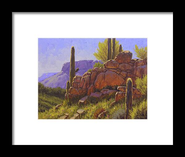 Cactus Framed Print featuring the painting Saguaro Sunshine by Cody DeLong