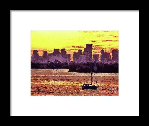 Miami Framed Print featuring the photograph Sailboat Anchored For The Night by Phil Perkins