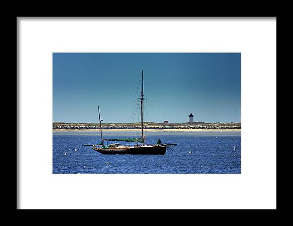 Sailboat Framed Print featuring the photograph Sailboat and Long Point Lighthouse by Darius Aniunas